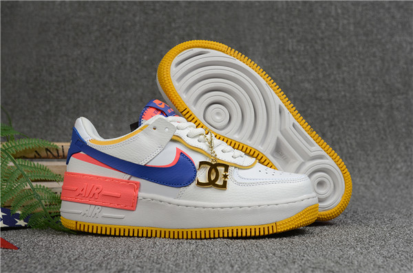 Women's Air Force 1 Low Top White/Blue/Yellow Shoes 039